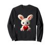 Adorable Fluffy Huggable Bunny Red Heart Easter Shape Nerd Sweatshirt