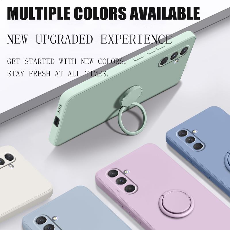 Case for Samsung Galaxy A54 5G Liquid Silicone Ring Holder Soft Phone Cover for Samsung Galaxy A54 5G Shockproof Back Fundas