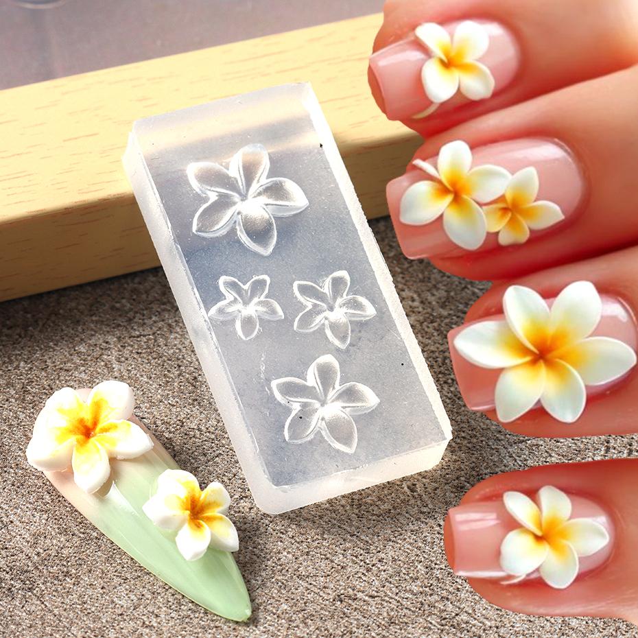 Xiaomi 5D Flower Silicone Mold Nail Carving Mould Stencils Acrylic Plumeria Flower Spring Nail Art Decorations Manicure Template Tools