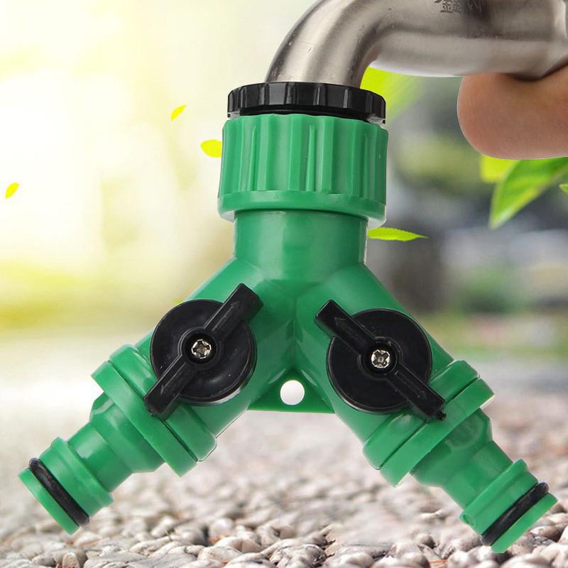 2-Way Garden Tap Water Splitter 3/4" Female Thread Garden Hose Y Type Watering Adjustable Switch Water Controller Valve