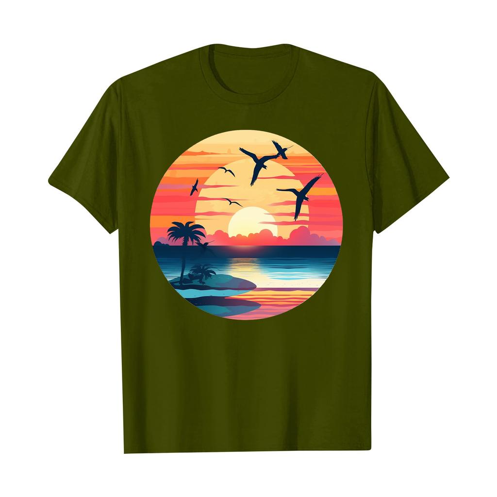 Women's Fashion Printed Casual Pleated Round Short Sleeve T-Shirt Top