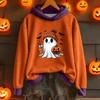 Женская повседневная и модная толстовка с капюшоном с длинными рукавами и принтом на Хэллоуин, теплая рубашка, свободная и удобная толстовка