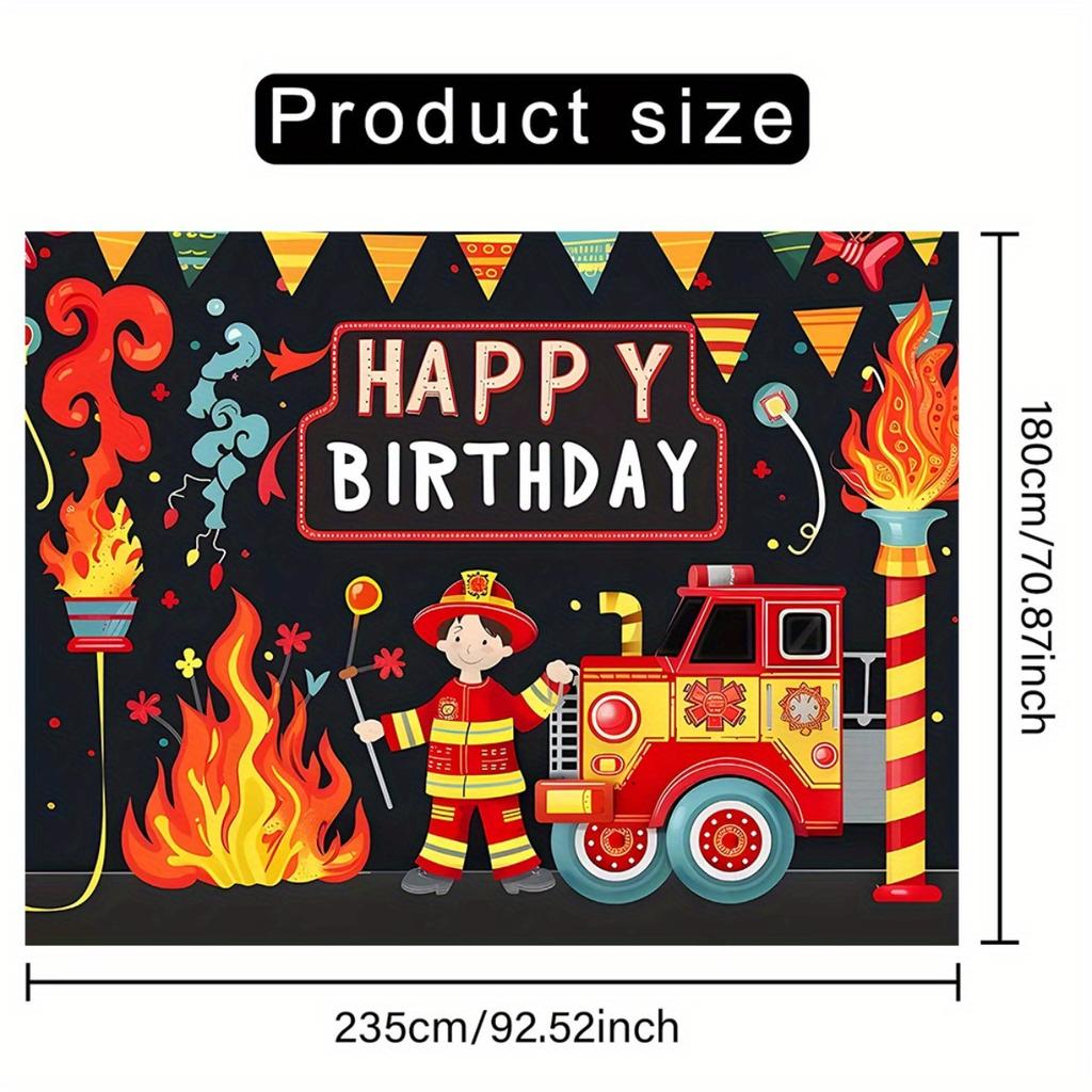 2D flat design 1-piece firefighter adventure large party banner suitable for photo booths and birthdays
