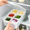 Scallion Preservation Box Plastic Fridge Fresh-Keeping Container with Lid and 6 Grids Draining Crisper Portable Divided Fruit