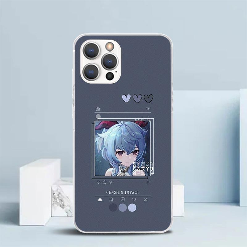 Мультяшный чехол для телефона Genshin Impact для iPhone 16 17 Air 16E 15 14 Plus 13 Mini 12 11 Pro Max 7 8 + SE 2020 Мягкая задняя крышка из ТПУ 16