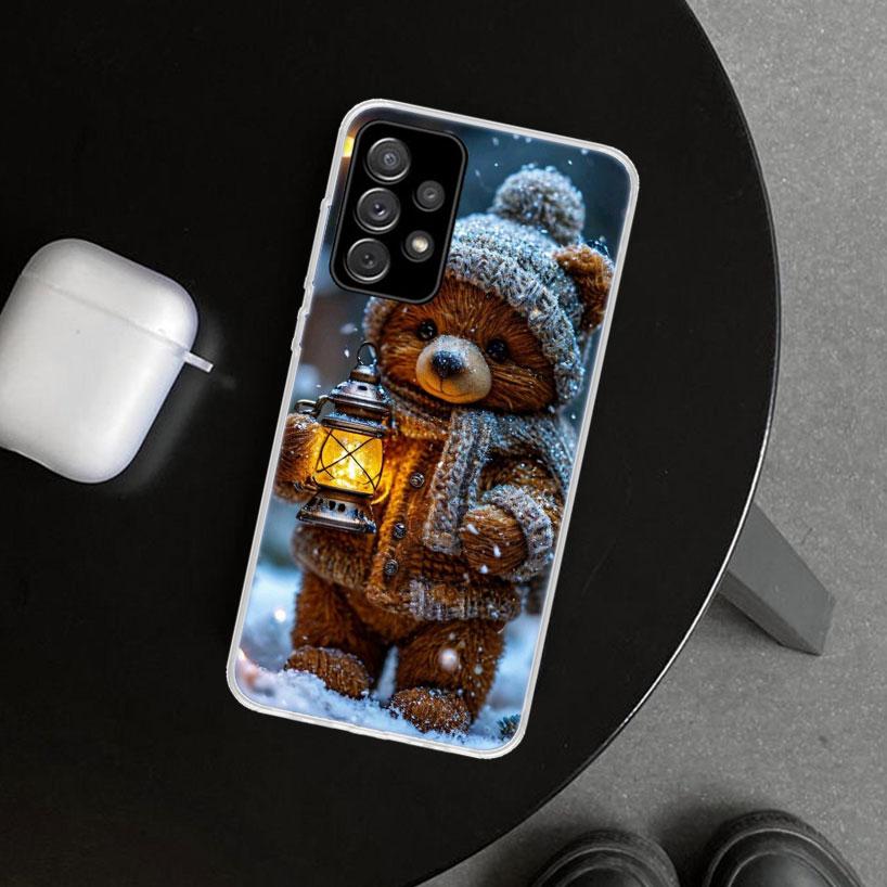 Животное Коричневый Милый Медведь Чехол для Телефона для Samsung Galaxy A12 A22 A32 A52 A72 A02S A51 A50S A31 A20S A10S Note 20 Ultra 10 Plus