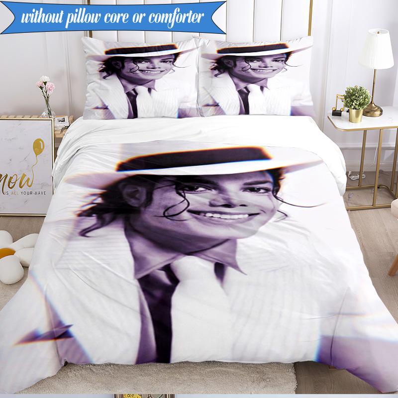 Metallic Hair Style Michael muisc 3pcs K-pop music group Bedding set,Ideal for Bedroom, Dormitory,Including Duvet Cover And 2pcs Pillowcases,Fan gift