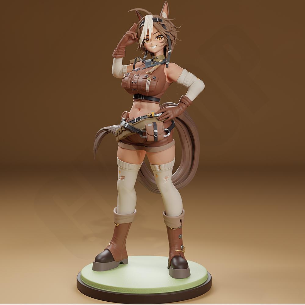 1/24 Horse Girl Courier Beauty Statue Grey Resin 3D Print Model Unassembled Unpainted GK Toy High Precision Miniature DIY Kit