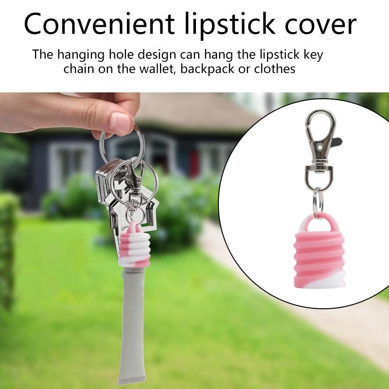 Practical Silicone Keychain Cap lip gloss accessories Portable Durable Holder Keychain Compatible For Lipstick Storage Cap