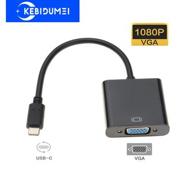 Адаптер USB C 3,1 типа C к VGA, кабель-переходник HD 1080P для MacBook Pro, Samsung, ТВ, телефона, экрана ноутбука, линейный проекционный преобразователь