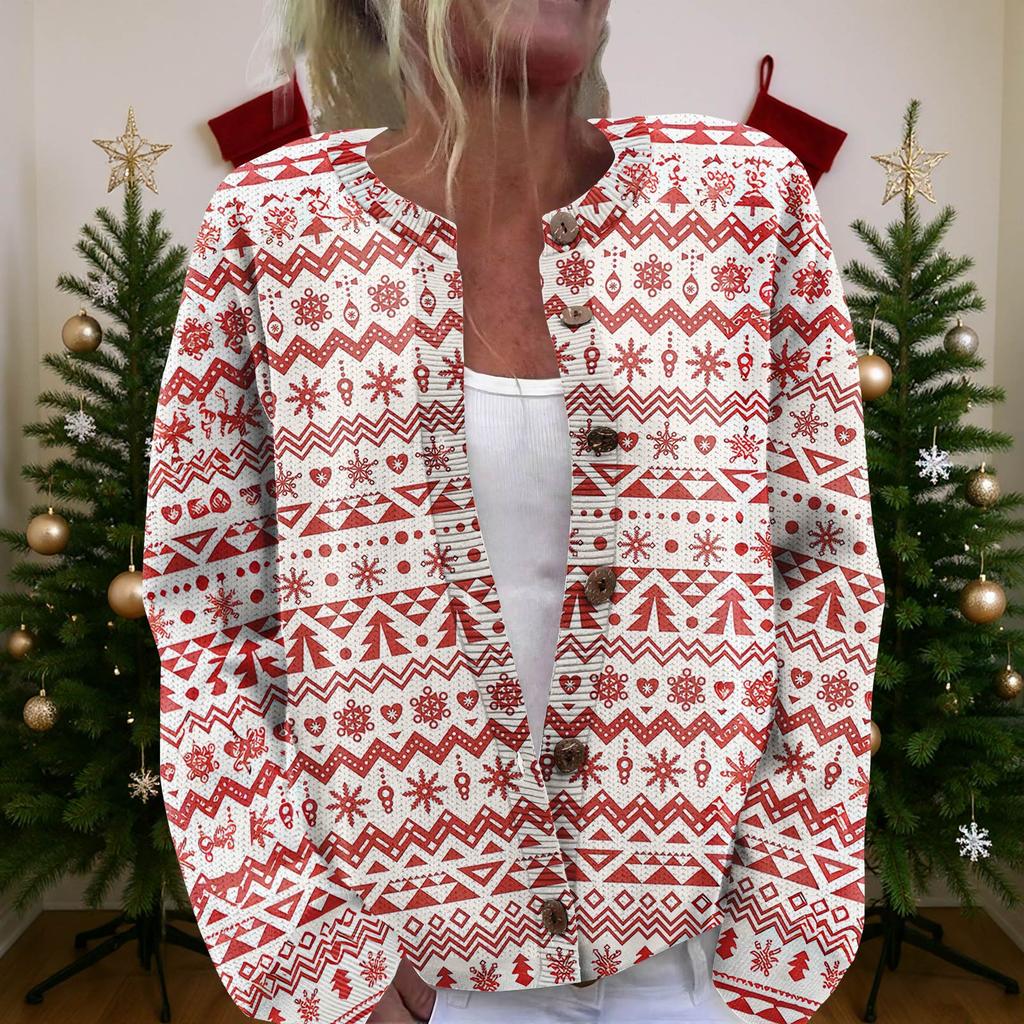 Женский рождественский свитер Милый забавный рождественский свитер Осень и зима Свитер с длинным рукавом вязаный