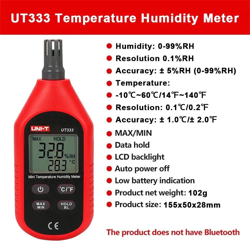 UNI-T UT333 UT333BT Digital Hygrometer Thermometer 2 in 1 Temperature Humidity Meter Mini Sensor Bluetooth Thermo-hygrometer