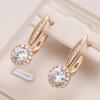 Роскошные серьги-капли из розового золота для женщин, инкрустация микро-воском, круглые серьги с натуральным цирконом, свадебные изящные повседневные украшения