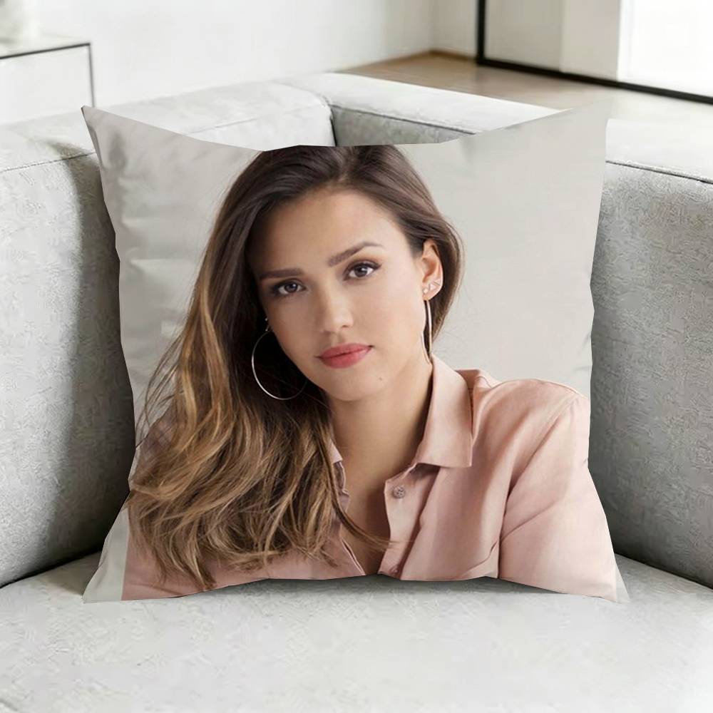 JessicaA AAlba Actor Pillow Case Square DoubleSided Sofa Cushion Cover Bedroom Bedside Pillow Gift