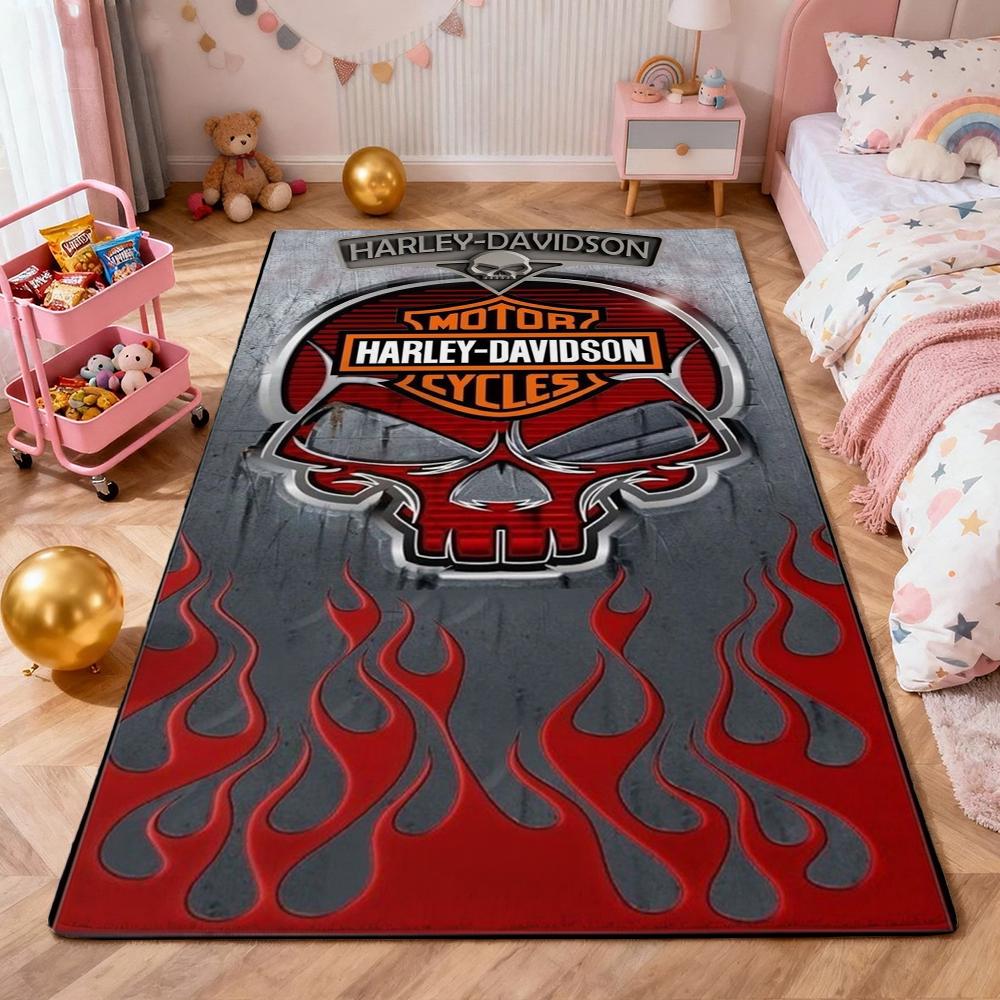 Harley Davidson Skull Fire Carpet Doormat Living Room And Bedroom Mats Art Doormat Office Chair Cushion