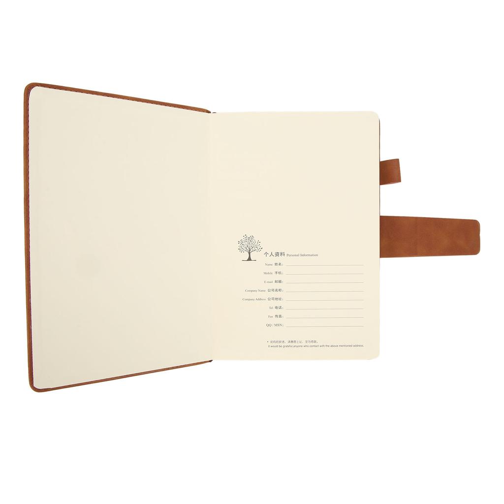 Notebook PU Lther Cover Ribbon Bookmark Ink Proof Thick Paper Ruled Paper Notebook with Pen for Travel