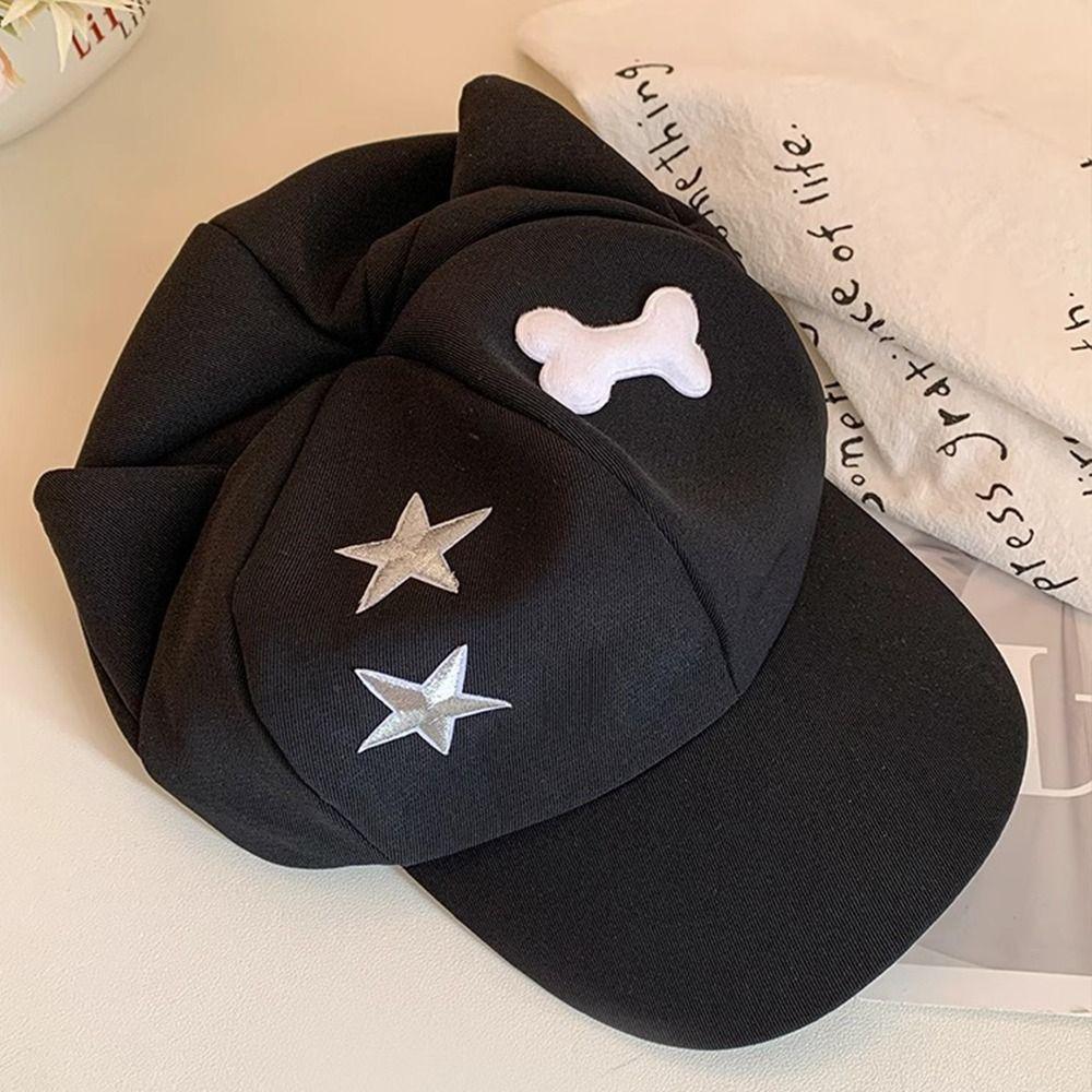 Harajuku Cat Ears Baseball Cap Cute Visor Cap Fashion Star Peaked Hat  Outdoor