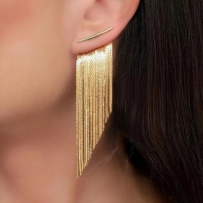 Модные женские золотые серьги с кисточками