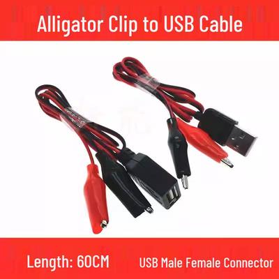 Адаптер USB с зажимом типа «крокодил» и определением питания, Красно-черный кабель, Тестовое подключение 5 В