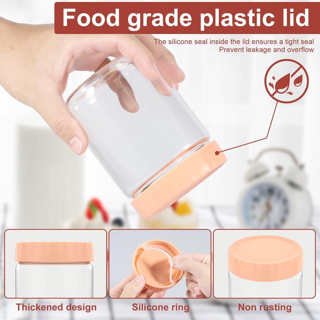 4/8Pcs Overnight Oats Container Moisture Resistant Sealable Glass Jars Kitchen Milk Fruit Salad Food Storage Jars Portable