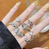 Нерегулярное французское плиссе Высококлассное открытое кольцо Холодный ветер Простое Полное бриллиантов Циркон Кольцо с личностью Женское