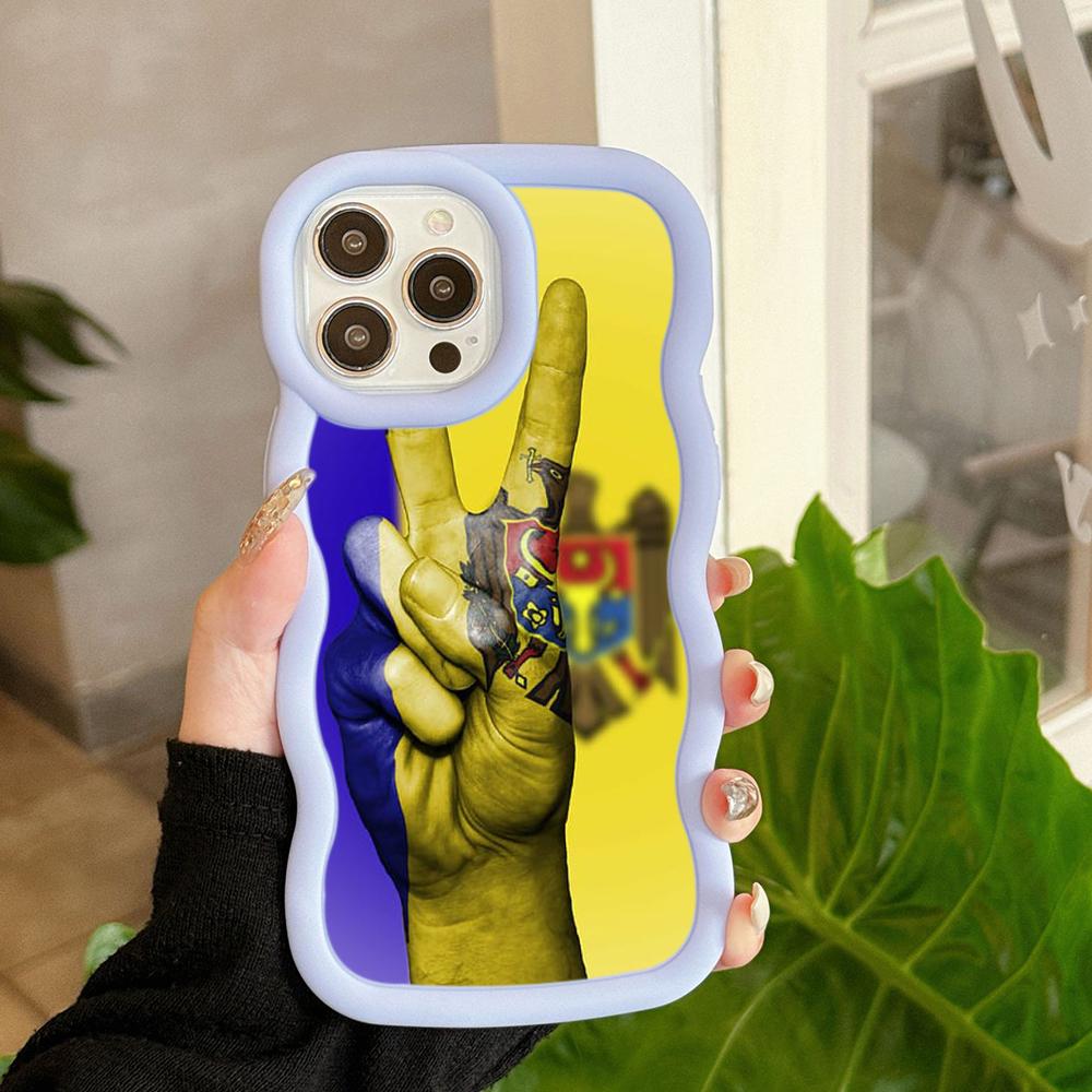 Ae94 Республика Молдова Флаг защитные чехлы для телефонов Samsung S24 Plus S23 Ultra A14 A55 A06 Honor X9b Motorola OnePlus Big Wave TPU задняя крышка