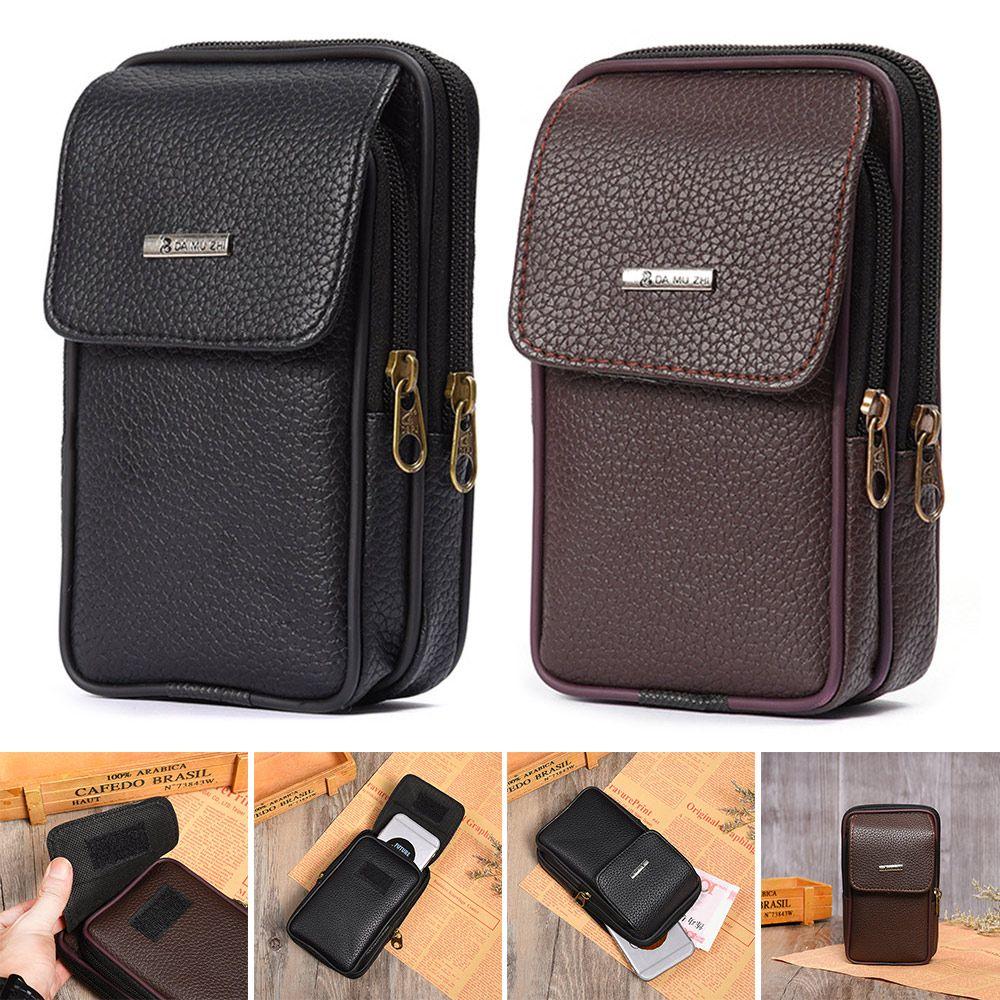 Waterproof Travel Sport PU Leather Phone Pouch Bum Belt Pack Small Waist Bag