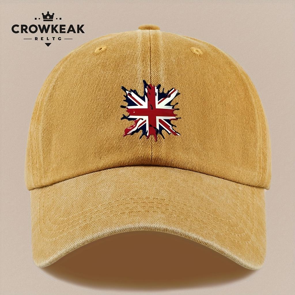 pc Union Jack Pattern Print Baseball Cap Unisex Vintage Distressed Dad Hat Adjustable Outdoor Trucker Hat for Graduation Be