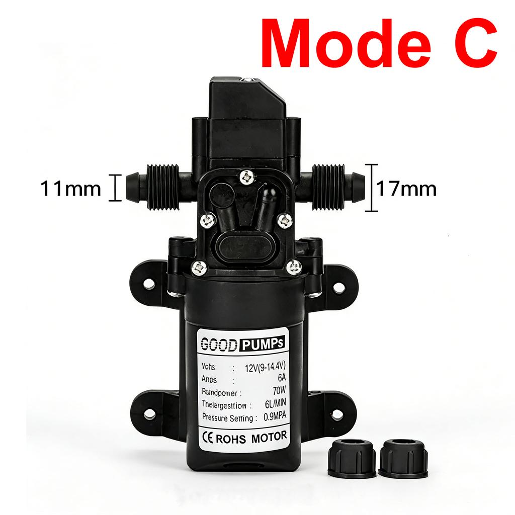 Dc 12V 120PSI 60W 5L/Min High Pressure Diaphragm Pump Mini Electric Self-priming Pump Water Washing Machine Pesticide Spraying