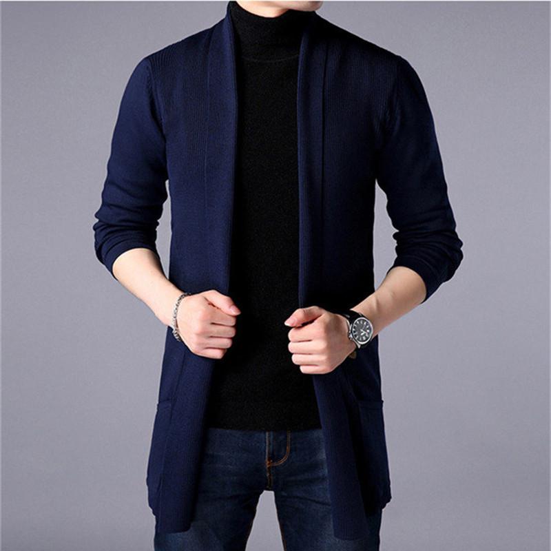 Spring Autumn Men Casual Fashion Cardigan Sweater Homme Solid Color Knitting Coat Hombre Top Male All-match Outwear Men's Clothing