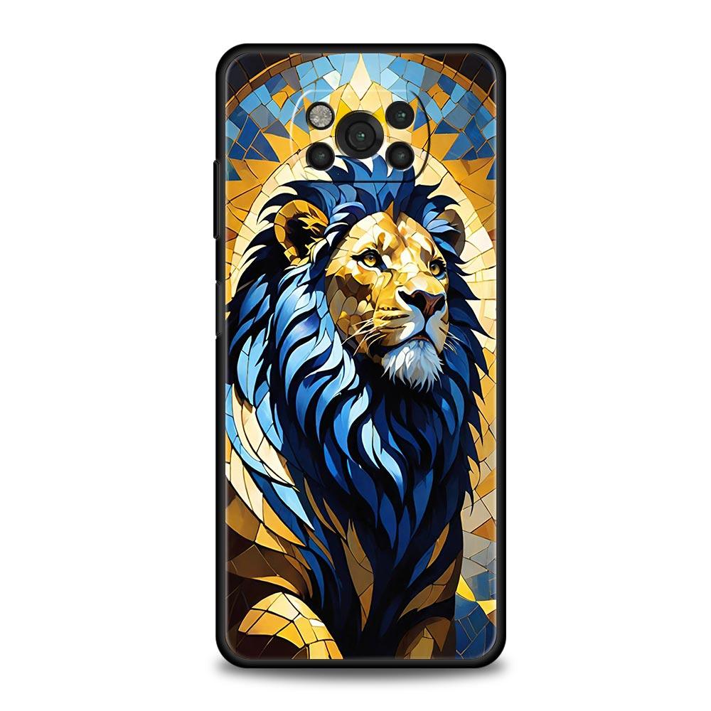 Двухцветный чехол-бампер с узором "Крест" и изображением льва для Xiaomi Poco F7 Ultra F6 F5 F4 F3 X6 X5 X4 X3 NFC C51 C55 M4 GT, мягкий ТПУ корпус