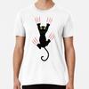 Black Cat Holding On T-Shirt S-5XL Best T-Shirt