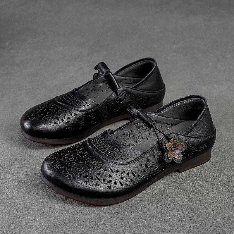 Johnature Неглубокий круглый носок плоская женская обувь повседневная универсальная полая дышащая мягкая подошва обувь