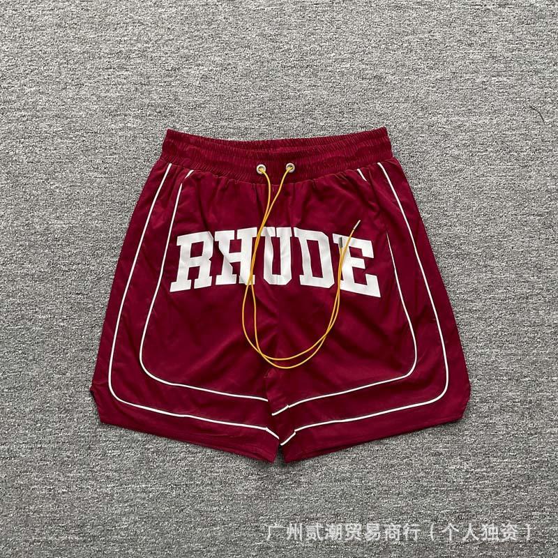 RHUDE Letter Print Drawstring Shorts Men Women Casual Streetwear Gym Workout