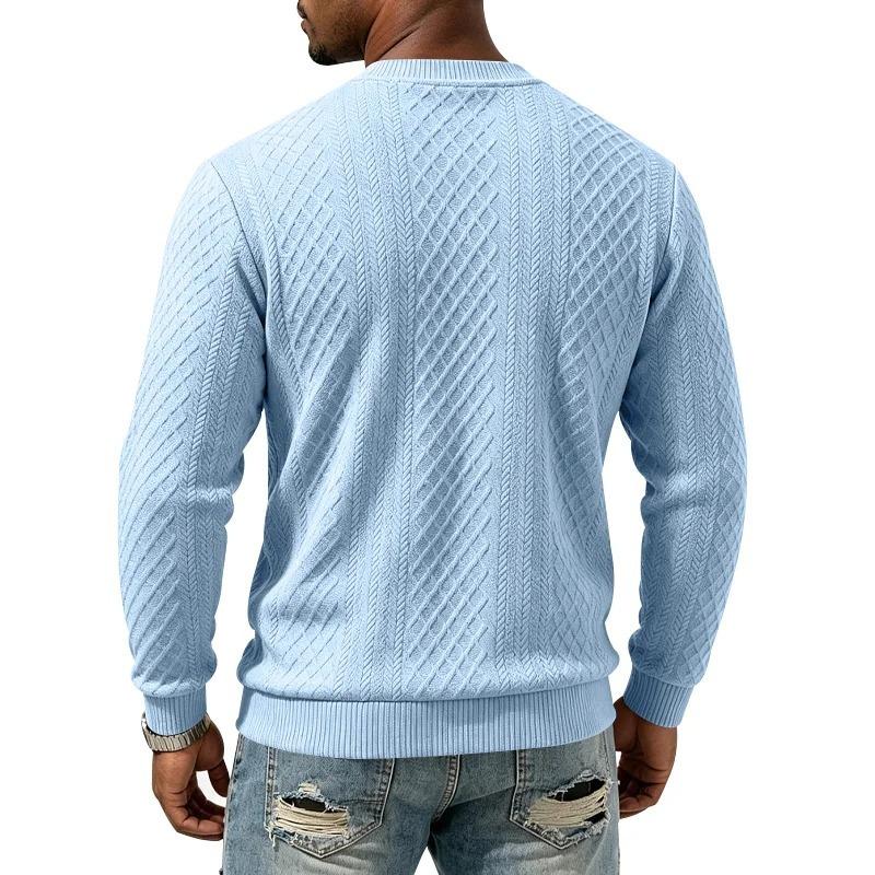 Men S Jacquard Crew Neck Long Sleeve Loose Casual Sweatshirt