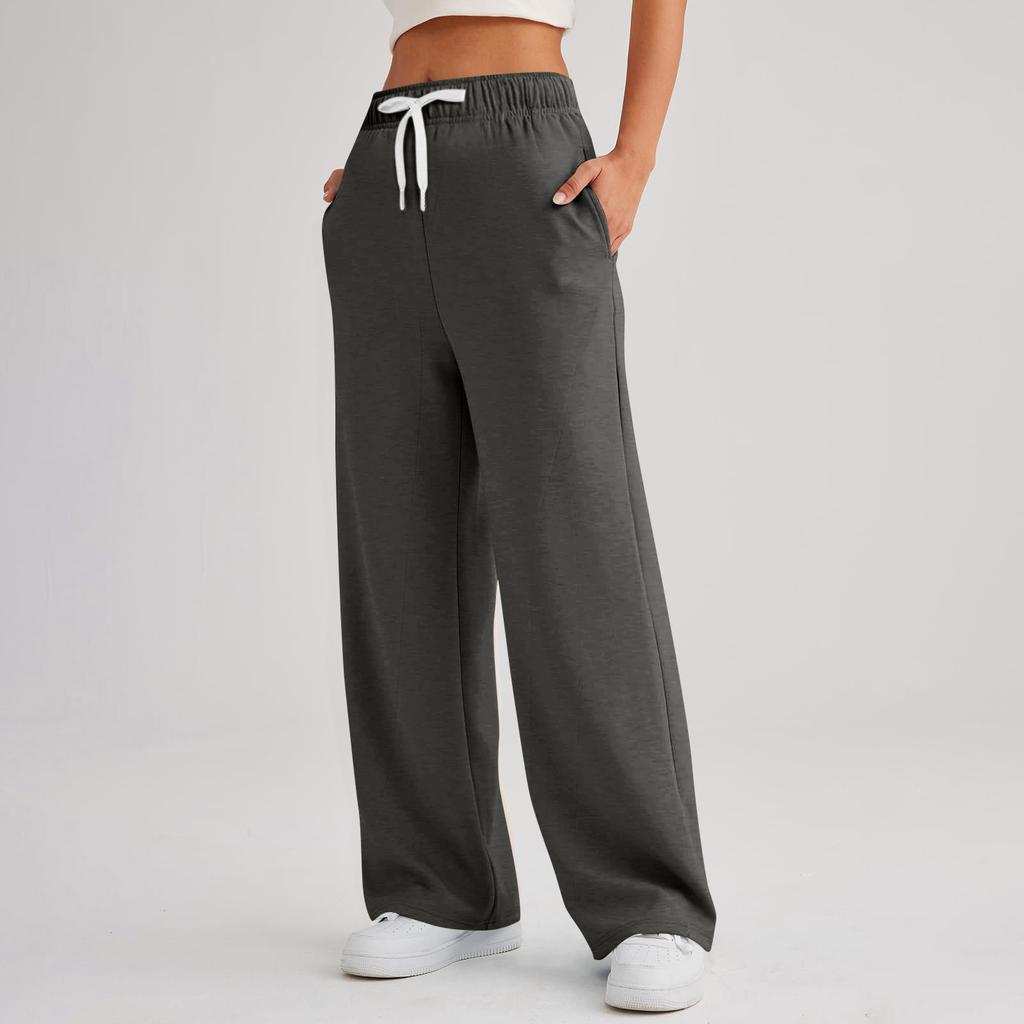 Женские широкие спортивные брюки с высокой талией, свободные прямые брюки, спортивные брюки для бега