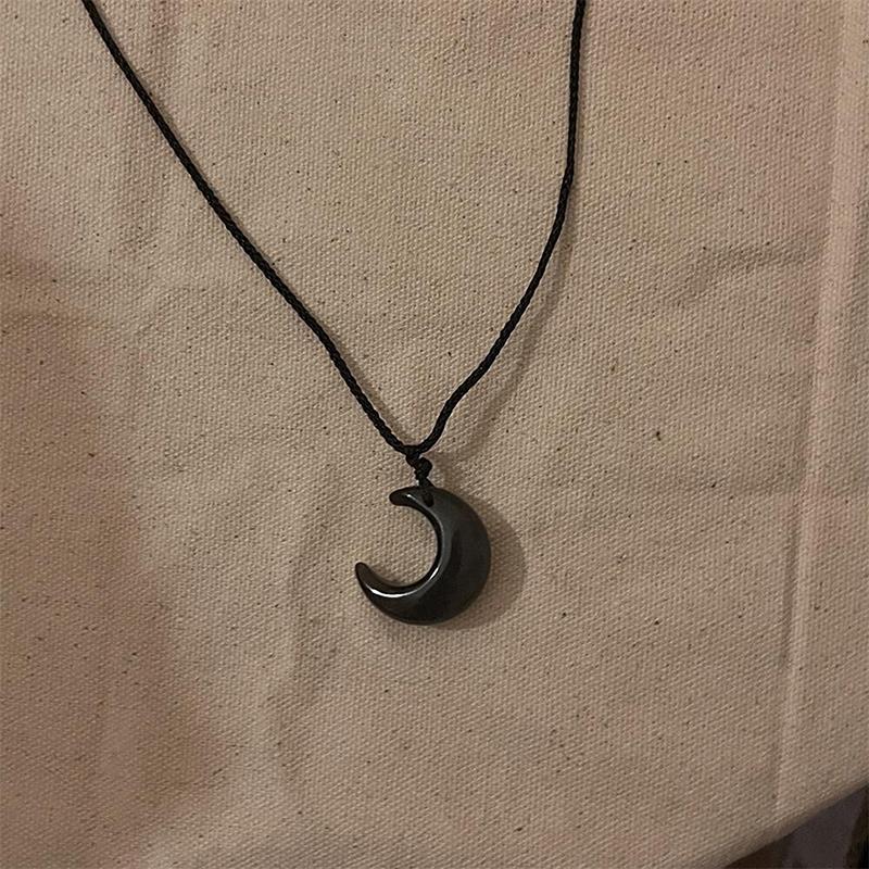 Китайский стиль ретро плетеная веревка ожерелье луна кулон ожерелье для женщин винтажные ювелирные изделия