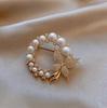 Korean Rhinestone Pearl Butterfly Brooch Anti-Exposure Pin