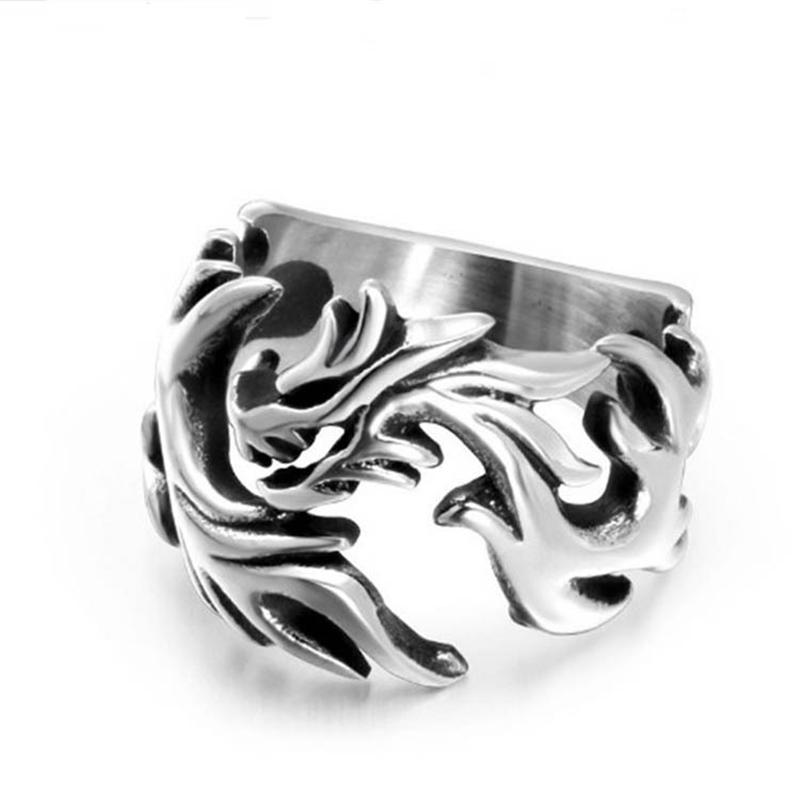 Полое резное кольцо с драконом для женщин и мужчин, винтажные ювелирные изделия серебряного цвета, регулируемые в стиле панк в стиле бохо, Anillos