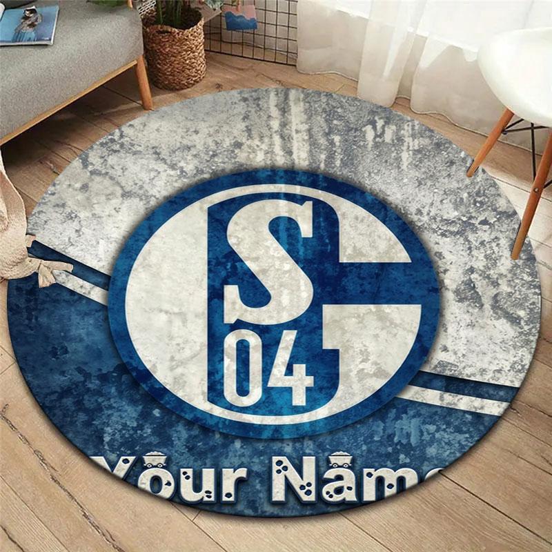 FC Schalke 04 Custom Name Round Area Rug,Carpet Rug for Living Room Bedroom Sofa Playroom Decor,Non-slip Floor Mat