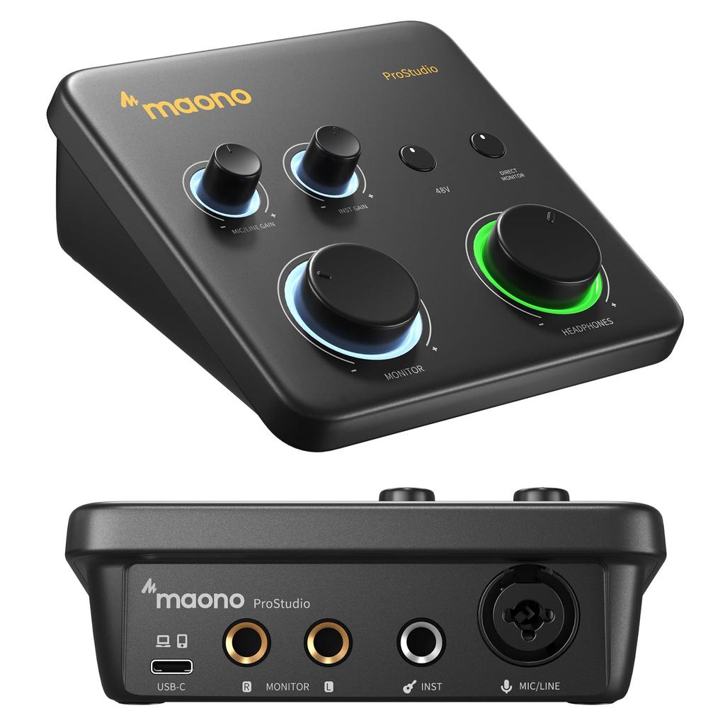 MAONO PS22-LITE Audio Interface, Audio Mixer with XLR Inputs, Routing, DAW, InstrumentPCSmartphoneHeadphone Compatible, Music Production, Home
