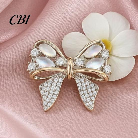 Women Lapel Pins Rhinestone Bow Brooch, Cat Eye Stone Bowknot Pin, Sweater Delicate Suit Collar Brooches Cardigan Coat Suits Clothing Accessories,