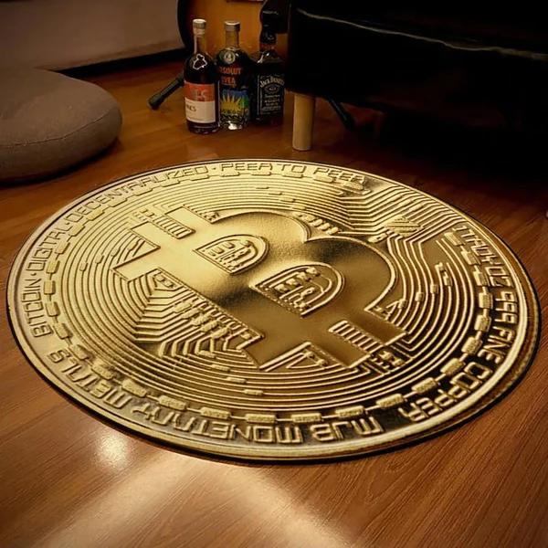 Круглый ковер Bitcoin Противоскользящий Круглый ковер Большой для дома Гостиная Коврик для пола Декор для спальни Коврик под стул Коврик под барабан Коврик для стула