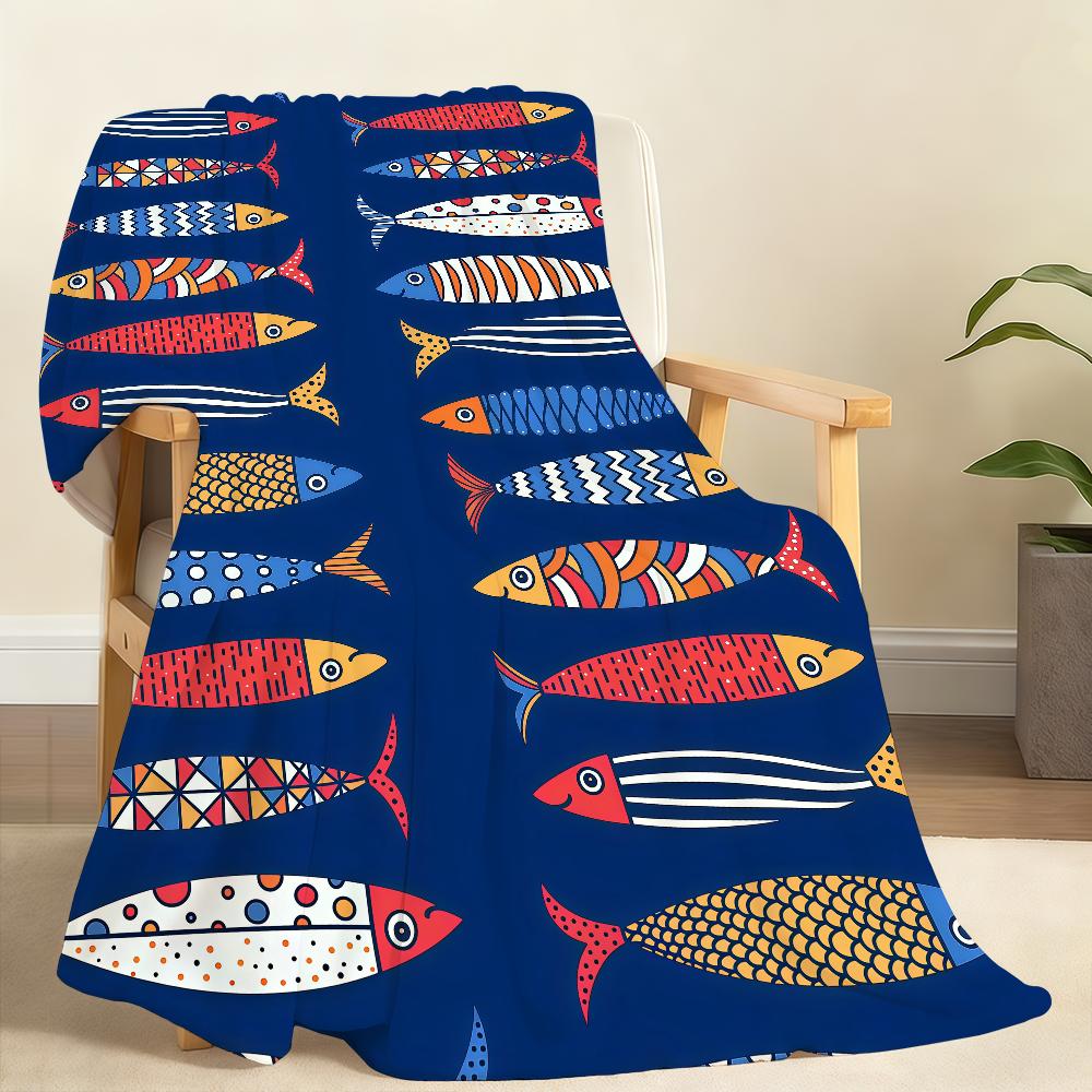 Colorful Sardine Fish Ocean Funny Blanket For Soft Throw Blanket for Picnic Bed Sofa Home Bedroom Cozy Warm Comfortable