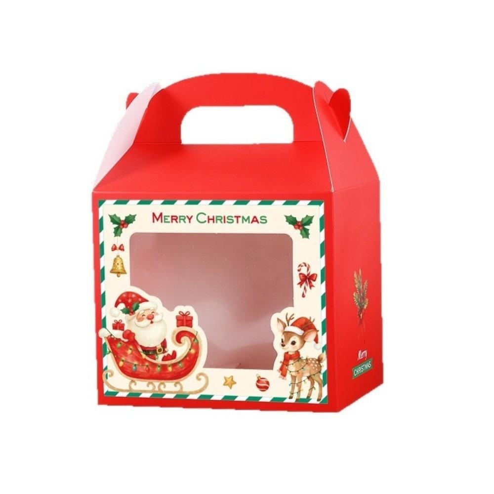 5pcs Portable Handle Christmas Gift Box Clear Window Party Favor Box For Christmas Parties Gift