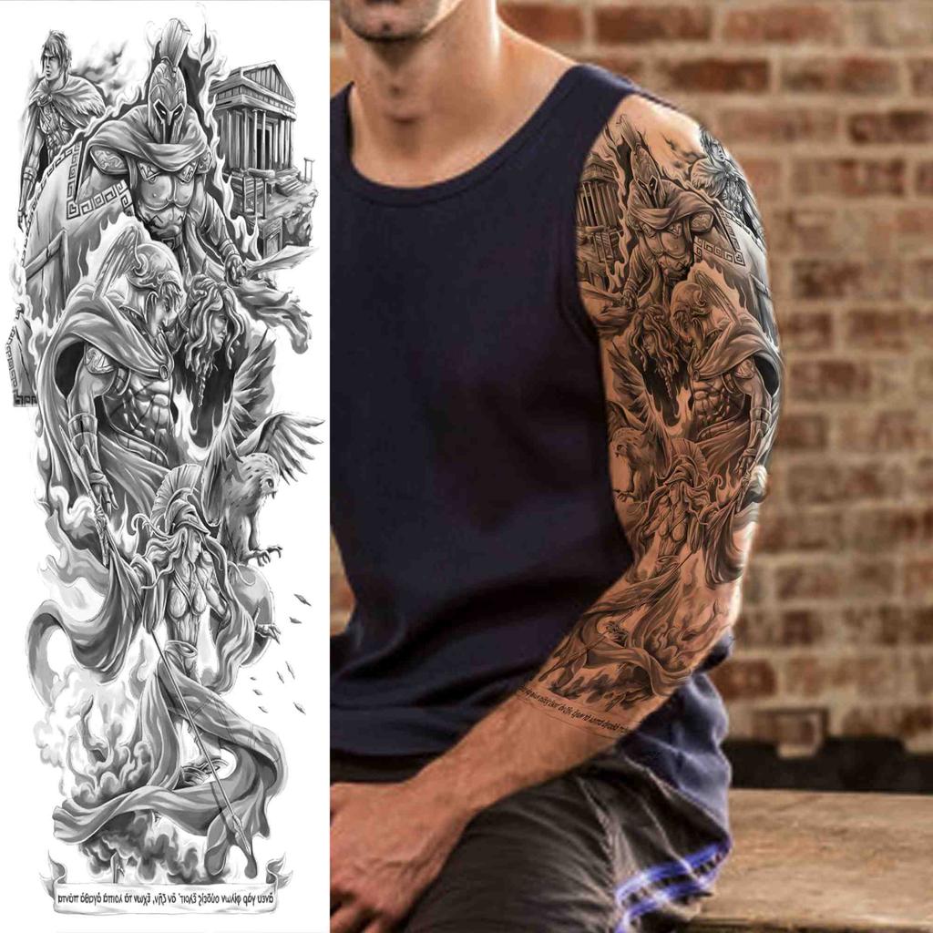 Реалистичные временные татуировки с изображением Бога Марса, рукава для мужчин и взрослых, поддельные татуировки с изображением орла, льва, воина, наклейка, моющаяся тату на всю руку, длинная