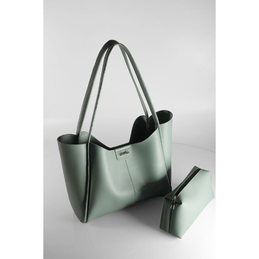 Women's Black Large Size Makeup Bag Hand And Shoulder Bag