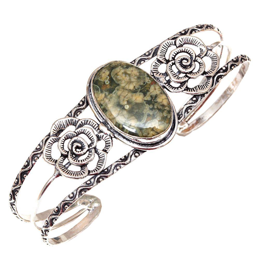 Unakite Gemstone Handmade Jewelry Cuff Bracelets 7''Adjustable