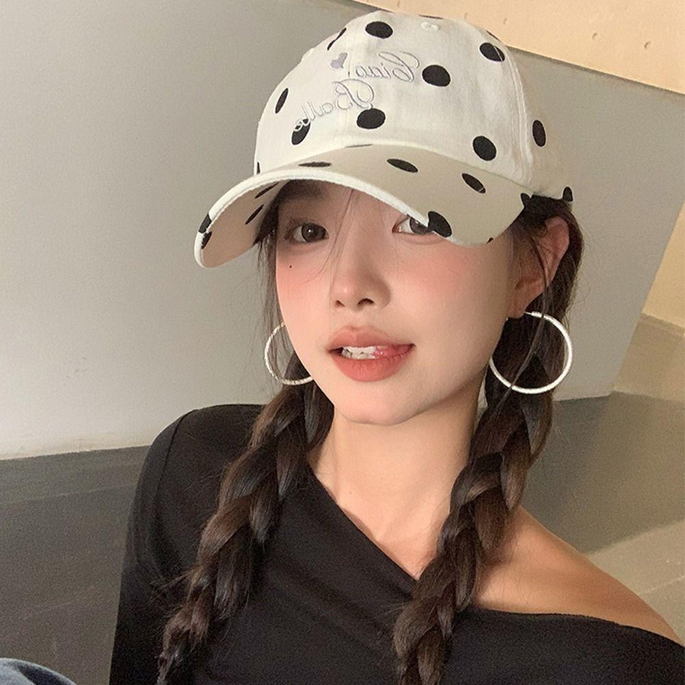 Polka Dot Baseball Cap Adjustable Sun Hat Fashion Peaked Cap for Women