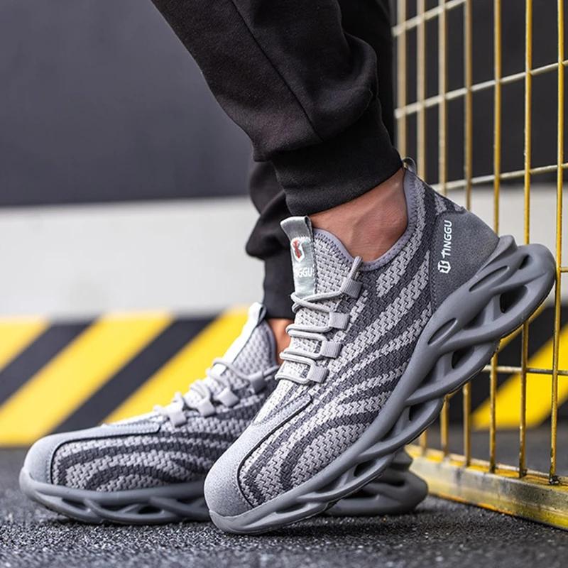 Новая защитная обувь, мужские рабочие ботинки со стальным носком, легкие рабочие кроссовки, мужская обувь с защитой от проколов